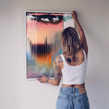 Trendy abstract refracted poster framed white