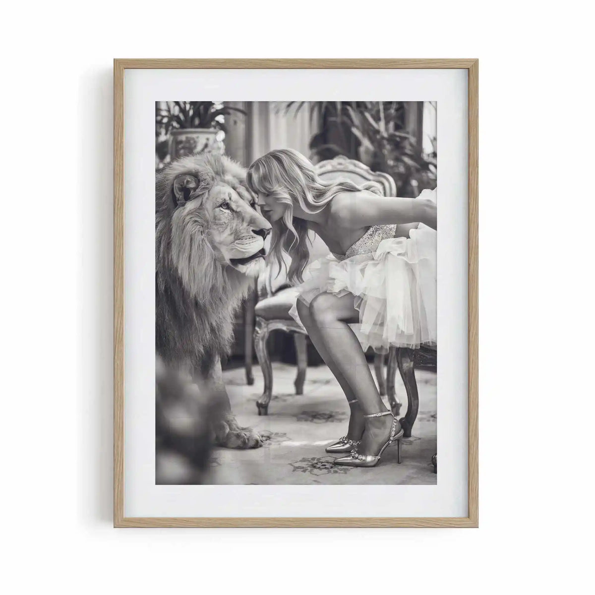 The Lion's Muse Wall Art Print, Black and White Fashion Photography, Luxury Bedroom Decor, Editorial Fashion Poster, Minimalist wall art