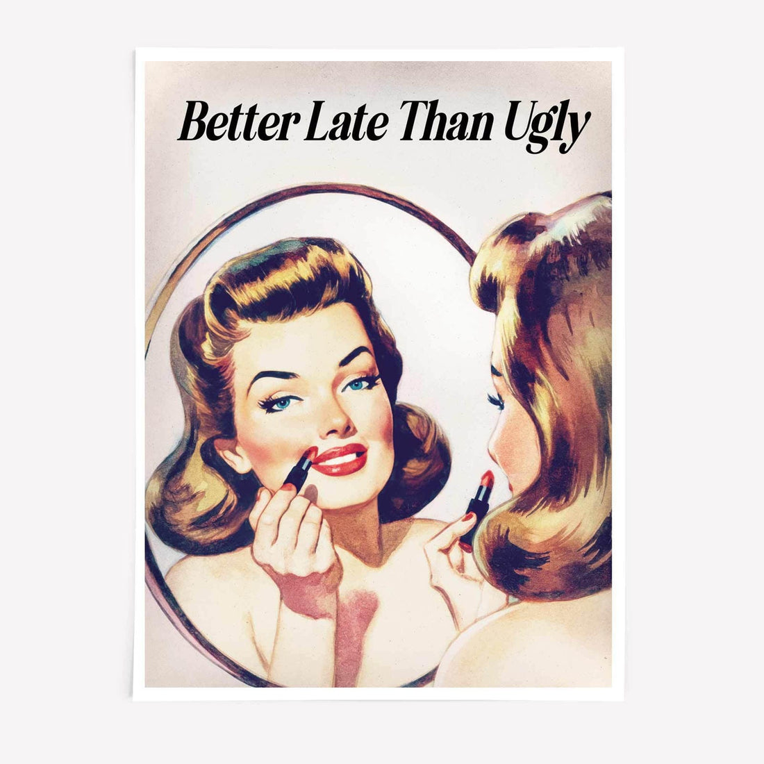 Retro vanity wall art poster woman lipstick