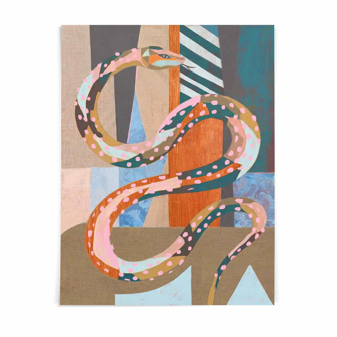 Desert Ritual print abstract snake artwork rustic palette framed print brown