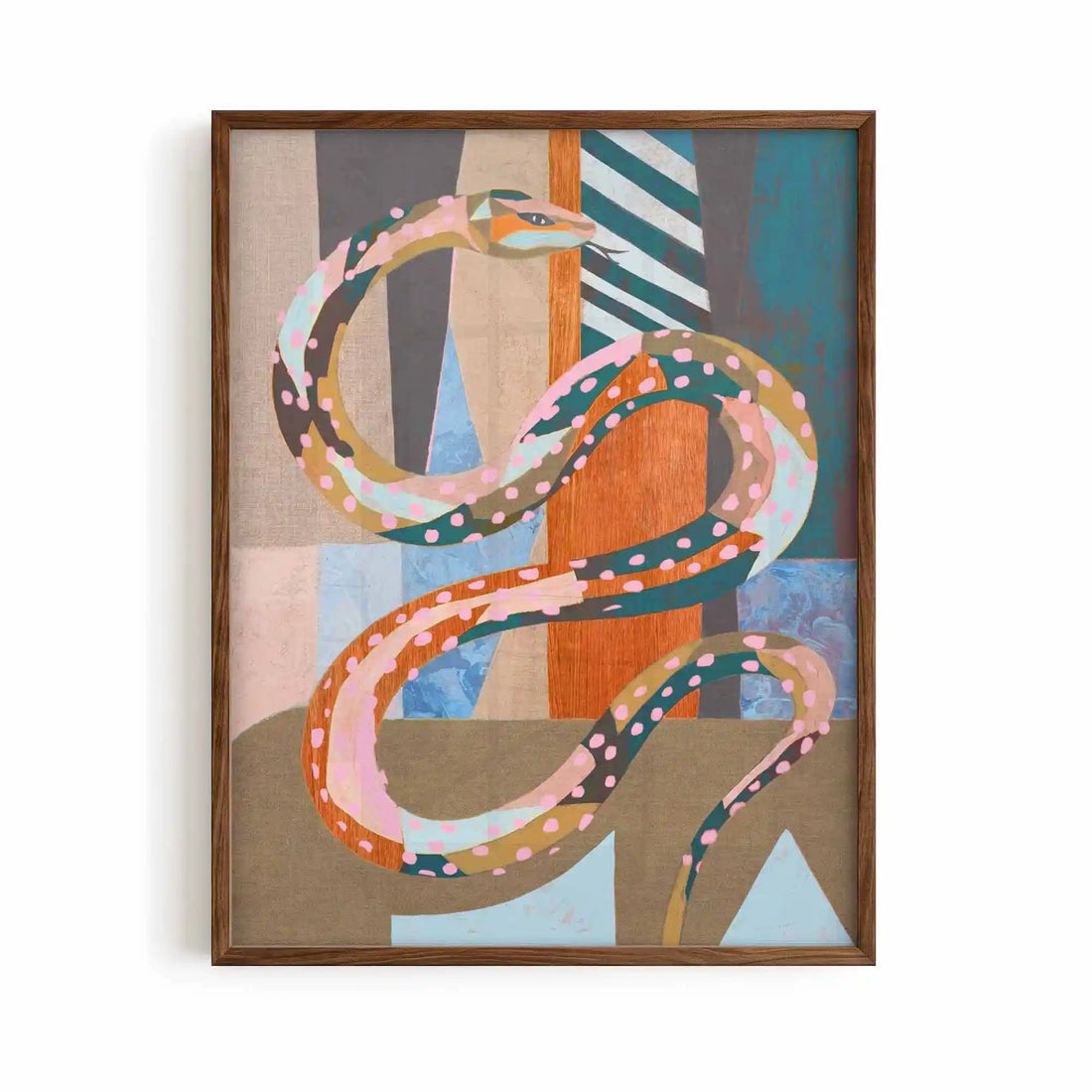 Desert Ritual print abstract snake artwork rustic palette framed print brown