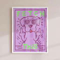 Funny dog print ?Fetch This? ? cheeky retro wall art in purple & green. Perfect quirky gift for dog lovers