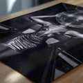 Close-up of a glossy black surface with reflective properties