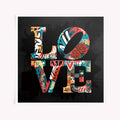 Graffiti Love print with colourful street art typography and layered graffiti tags on a dark background, unframed poster