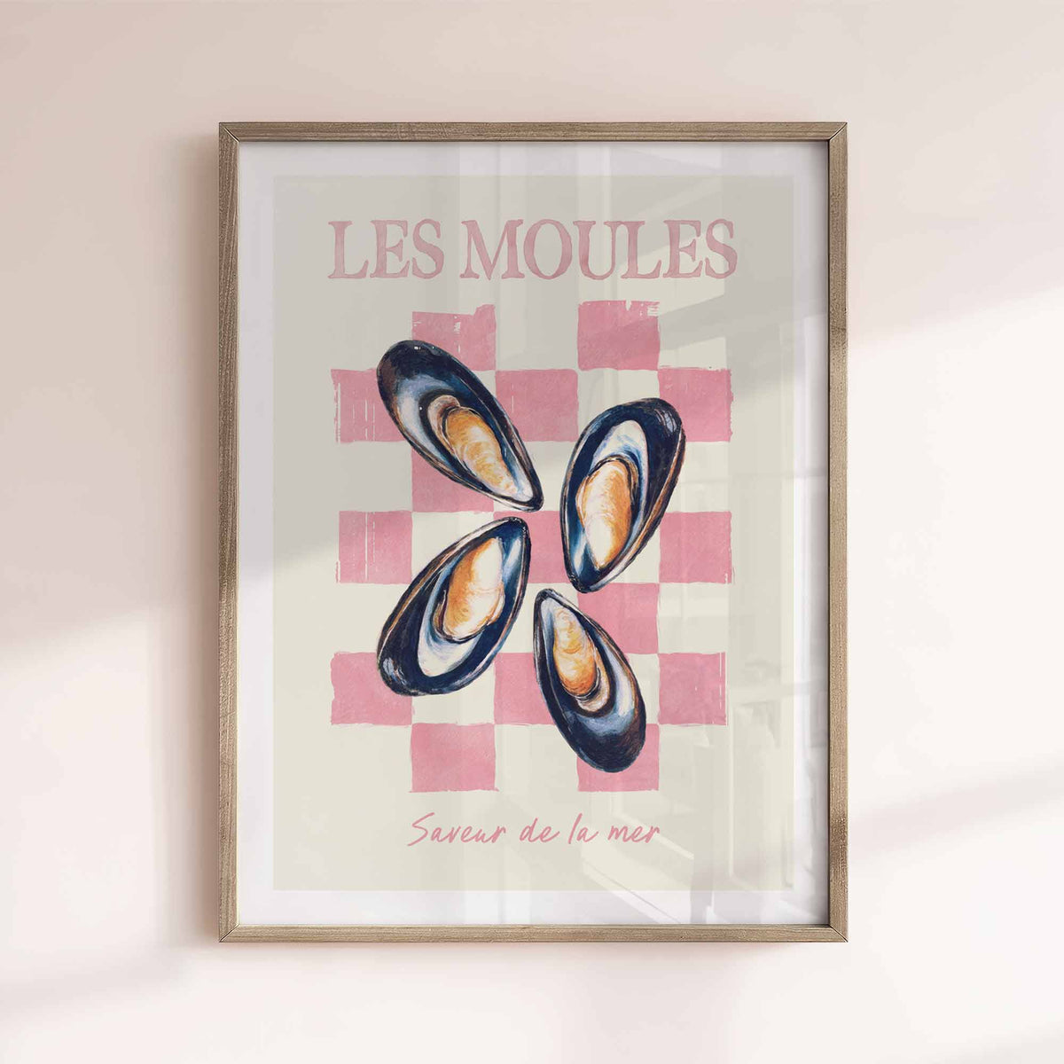Les Moules French Mussels Poster | Pastel Coastal Kitchen Wall Art | After Hours Gallery