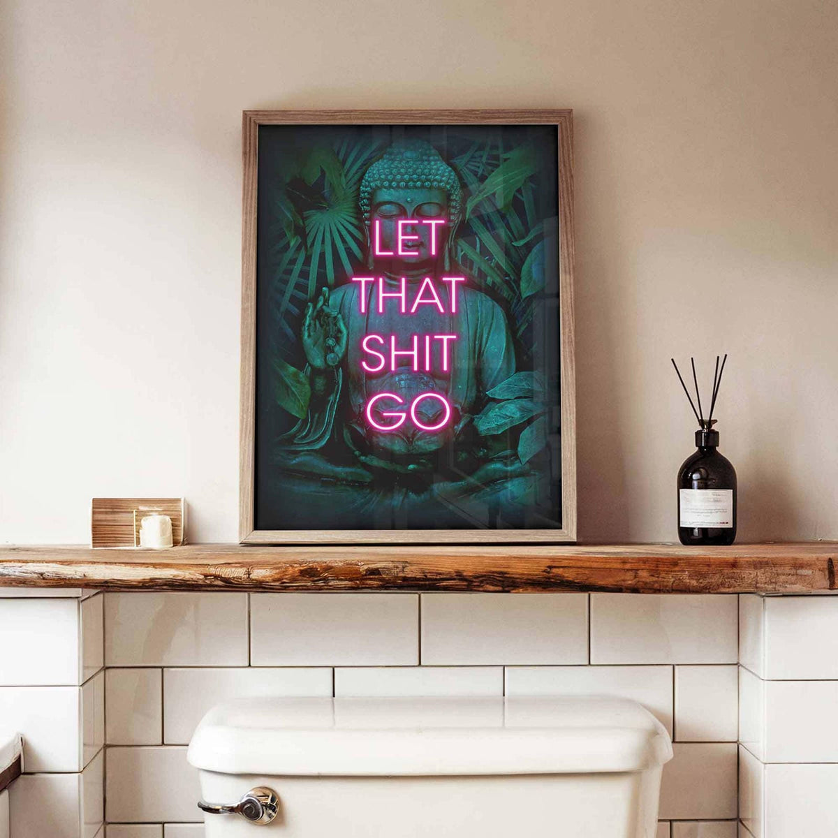 Let That Shit Go Buddha Funny Bathroom Print