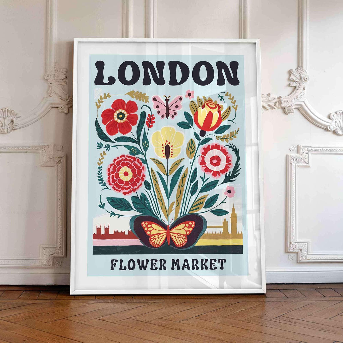 London Flower Market Maximalist Framed Wall Art Print, Retro Floral Kitchen Decor, Bold Botanical Art