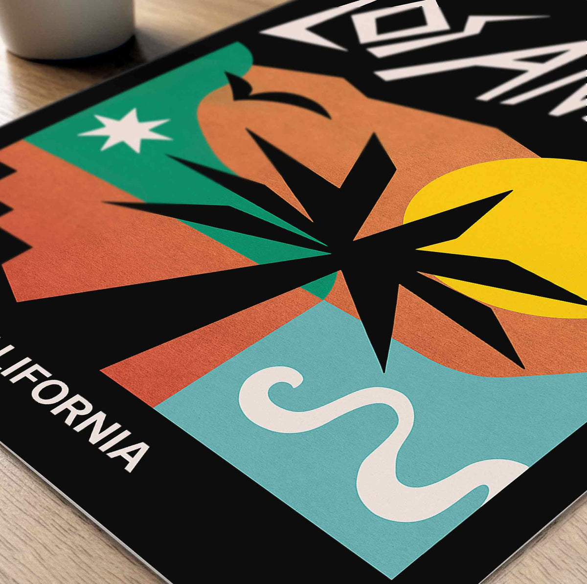 colourful los angeles travel artwork showing retro california design details Afterhours Gallery