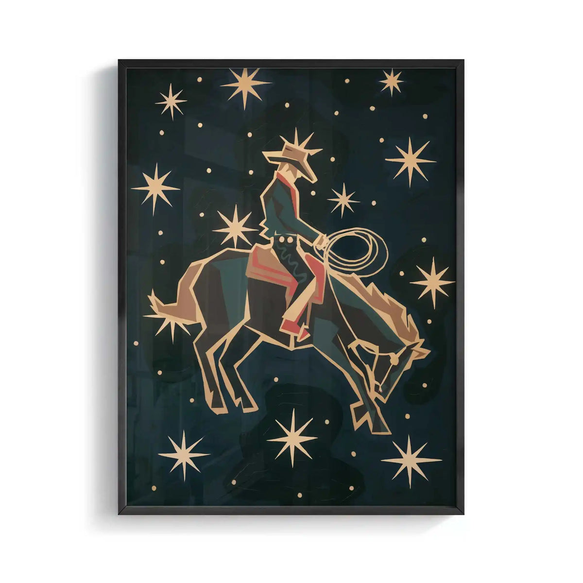 Western Americana art print with hand-painted retro styling