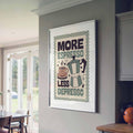 More Espresso Less Depresso Framed poster with coffee-themed text on a wall in a home setting - Afterhours Gallery