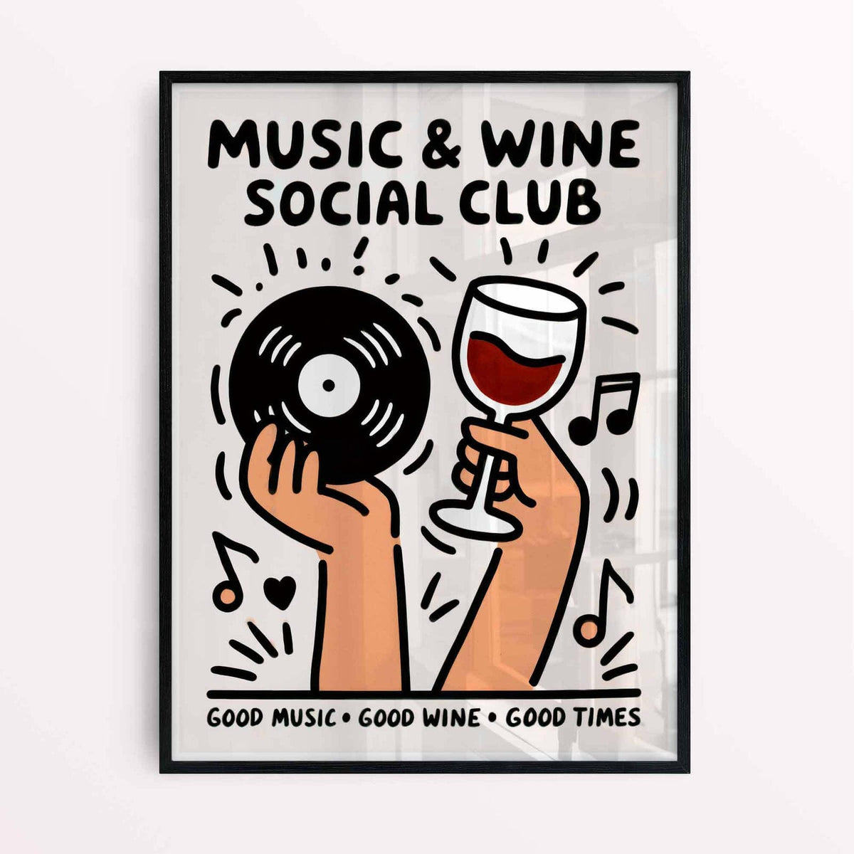 Wine and records poster by Afterhours Gallery