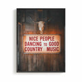 Nice People Dancing To Good Country Music Wall Art, Cowboy Core Decor, Western framed Wall Art