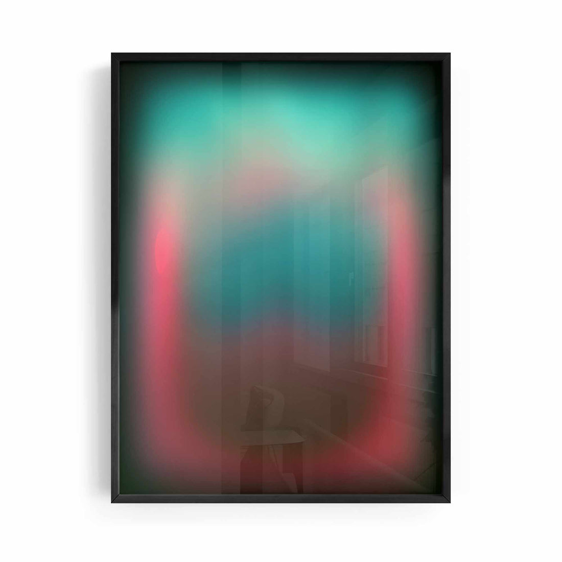 Trendy Abstract Glow Gradient blue and pink framed abstract wall art for luxury interiors by Afterhours Gallery