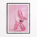 Pink Dog Balloon Poster framed in black