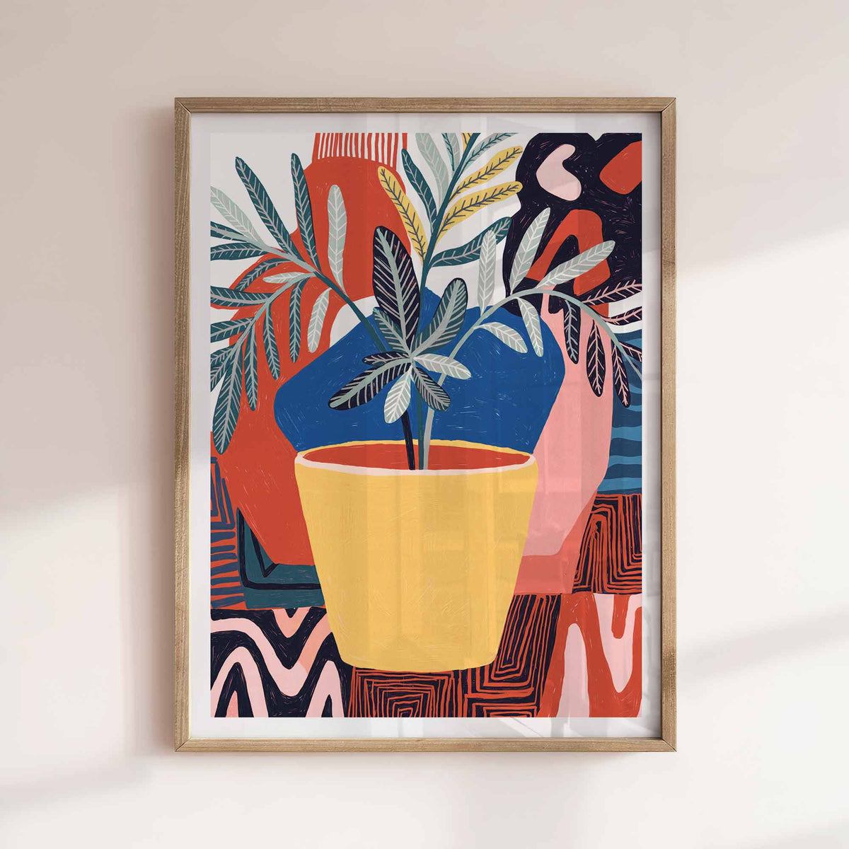 moroccan inspired art in oak frame