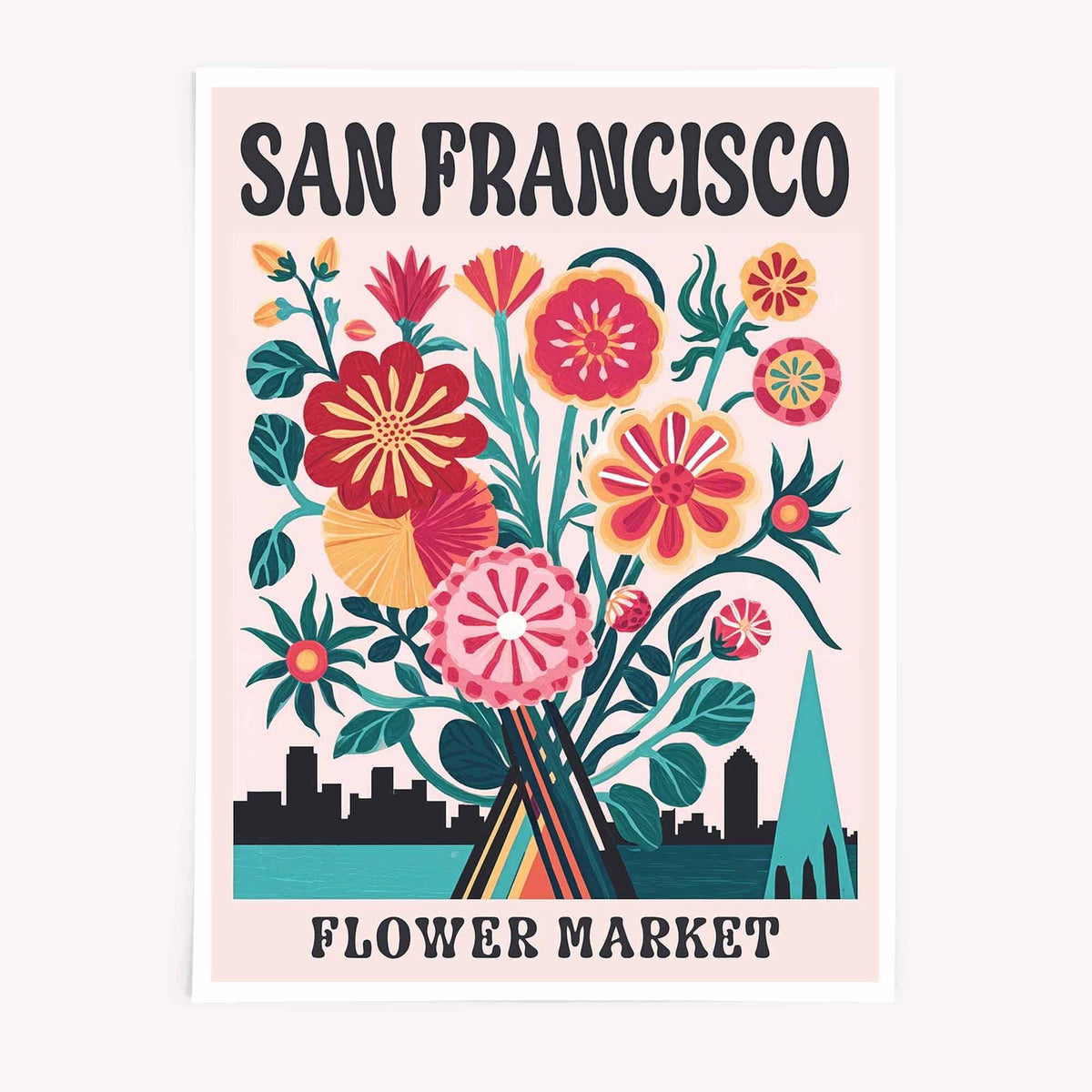 San Francisco flower market poster full colour