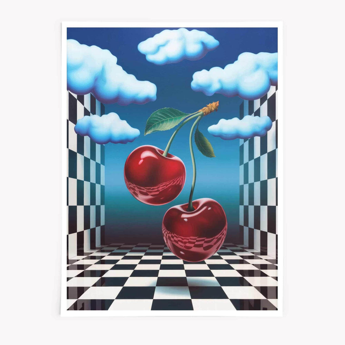 Cherries Poster ? Surreal House Music Collage Print, Abstract 90s Inspired Wall Art By Afterhours Gallery