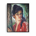 Tina in 3 Stripes black framed altered vintage portrait wall art styled for an eclectic living room | After Hours Gallery