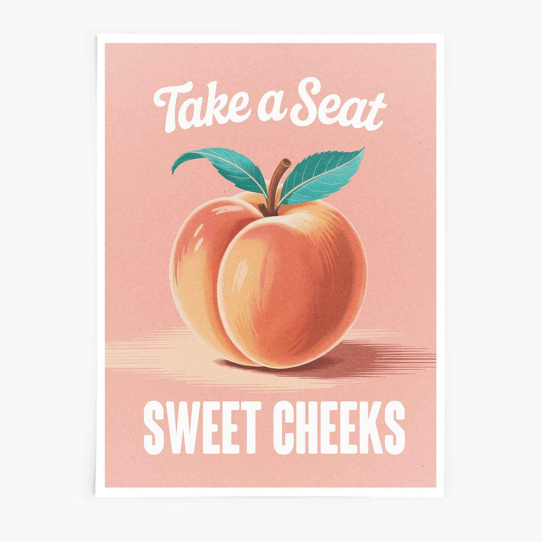 Framed humorous guest bathroom print with cheeky quote
