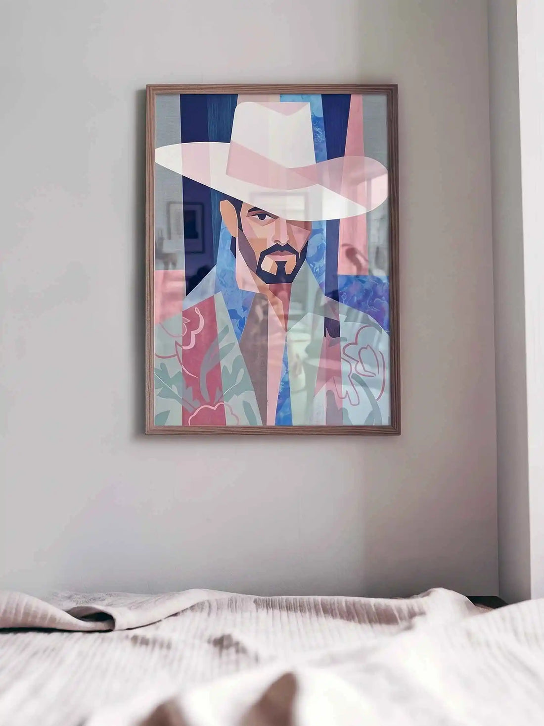 The Drifter oak frame western artwork textured print