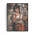 Real Eyes, Real Lies black framed altered vintage portrait artwork styled for a contemporary living room | After Hours Gallery