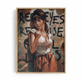 Real Eyes, Real Lies oak framed fashion-inspired portrait print for stylish mid-century interiors | After Hours Gallery