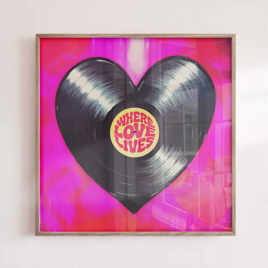 Where Love Lives House music Print framed oak