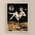 Playful surrealism print with retro cosmic vibes, designed for funky gallery walls and aesthetic d?cor.