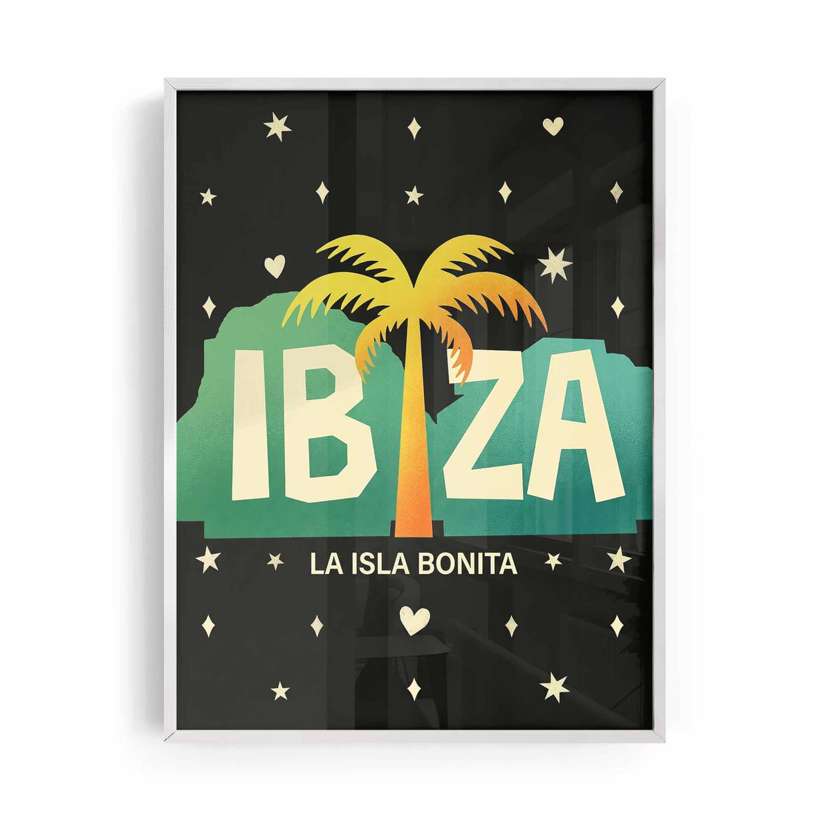 La Isla Bonita white framed Balearic wall art for bright coastal interiors | After Hours Gallery