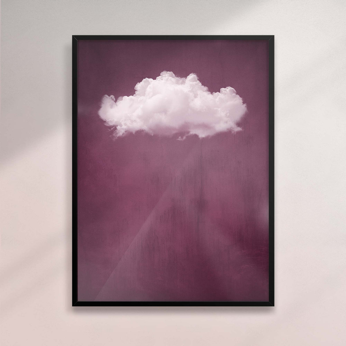 ROUGE RED CLOUD PRINT - Captivating Minimalist Cloud-Inspired Art - Black Frame