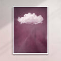 Framed artwork of a white cloud on a purple background - White frame
