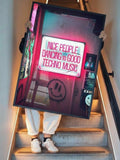 Nice People Dancing to Techno Music pink and black rave wall art in modern loft interior by Afterhours Gallery
