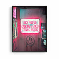Nice People Dancing to Techno Music pink and black framed wall art for industrial interiors by Afterhours Gallery