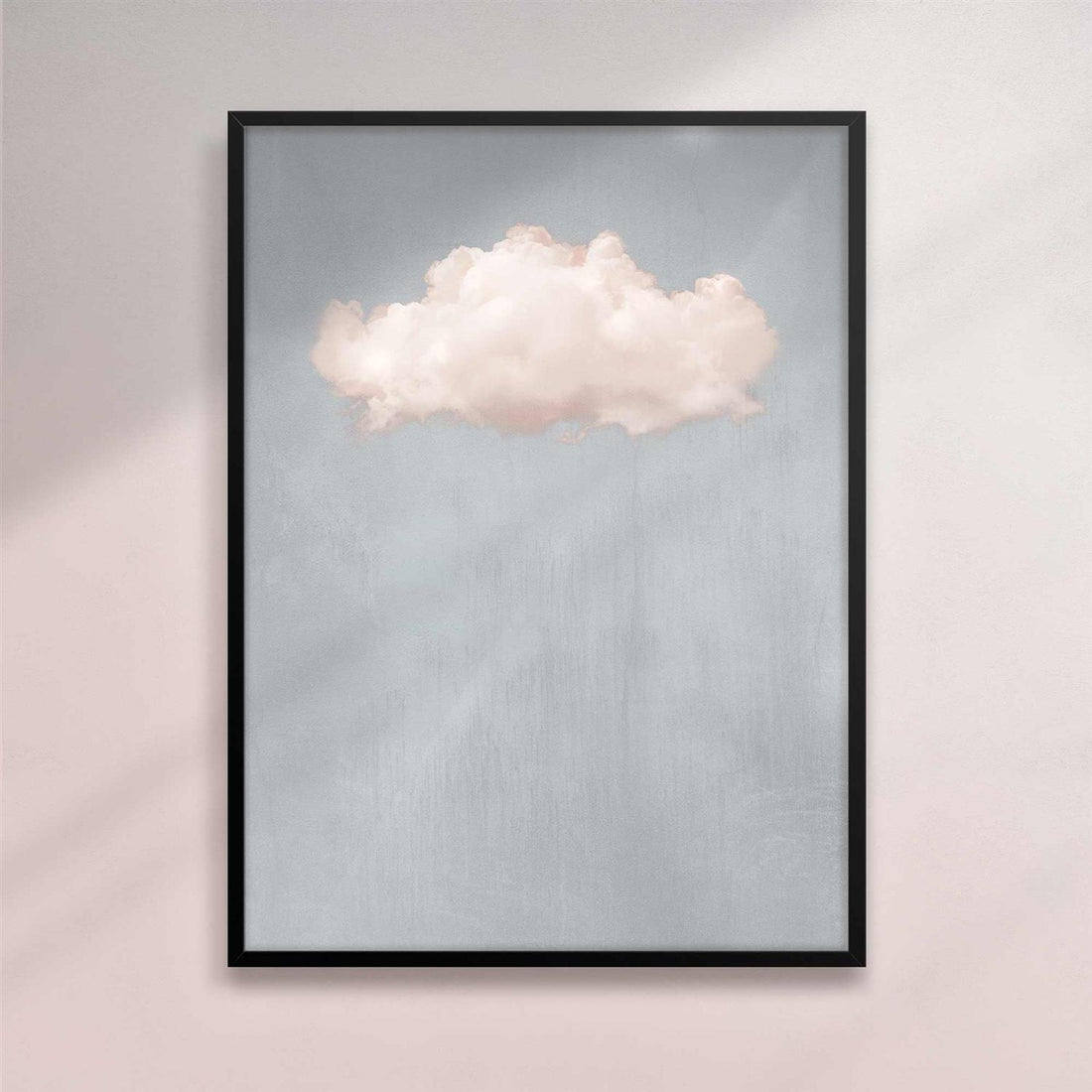 vintage-cloud-blue-pink-Wall-art-framed-print-black-frame