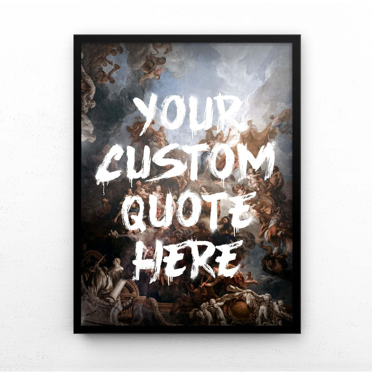 Framed artwork with 'Your Custom Quote Here' text overlay - Black frame